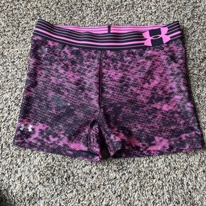 Pink and black under-armour spandex shorts